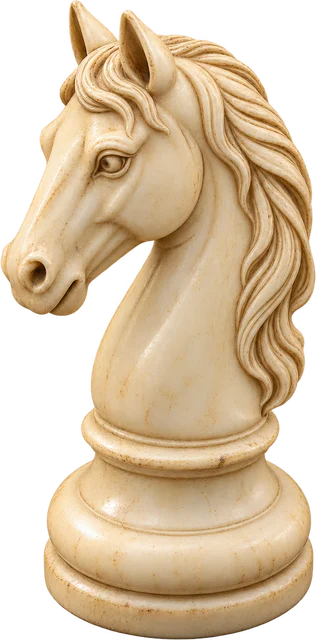 Cream carved chess knight following a pencilled move